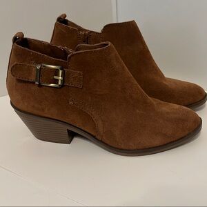 NWOT Sonoma Brown Suede Ankle Boots with Buckle Detail